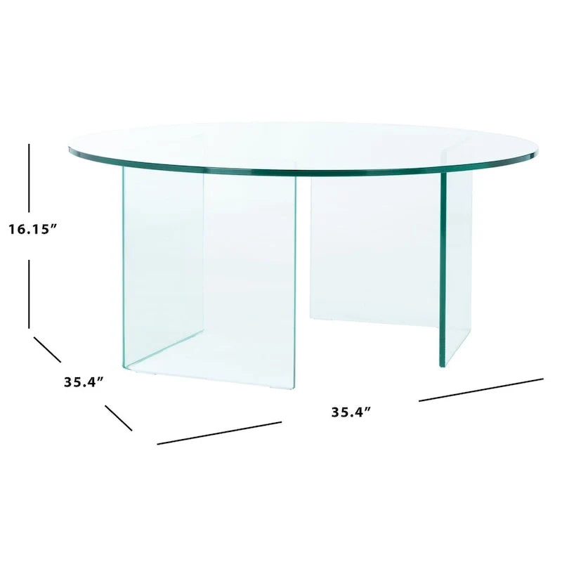 Tavolino da caffè in vetro temperato - 35" W x 35" D x 16" H