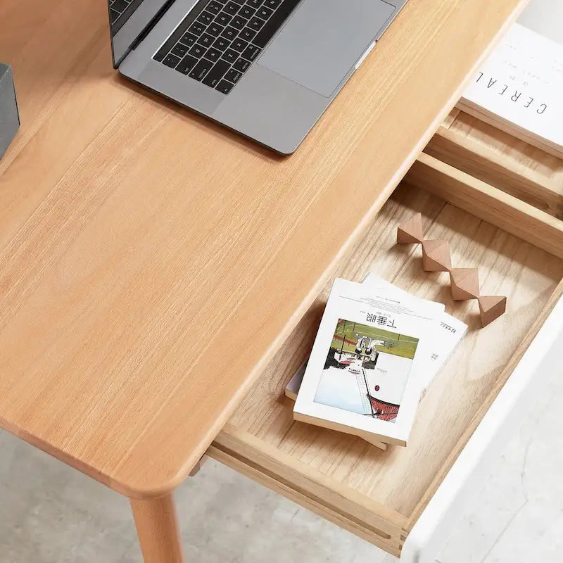 Scrivania per computer in legno massello da 47 con 2 cassetti per l'ufficio domestico
