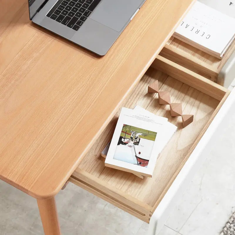 Scrivania per computer in legno massello da 47 con 2 cassetti per l'ufficio domestico