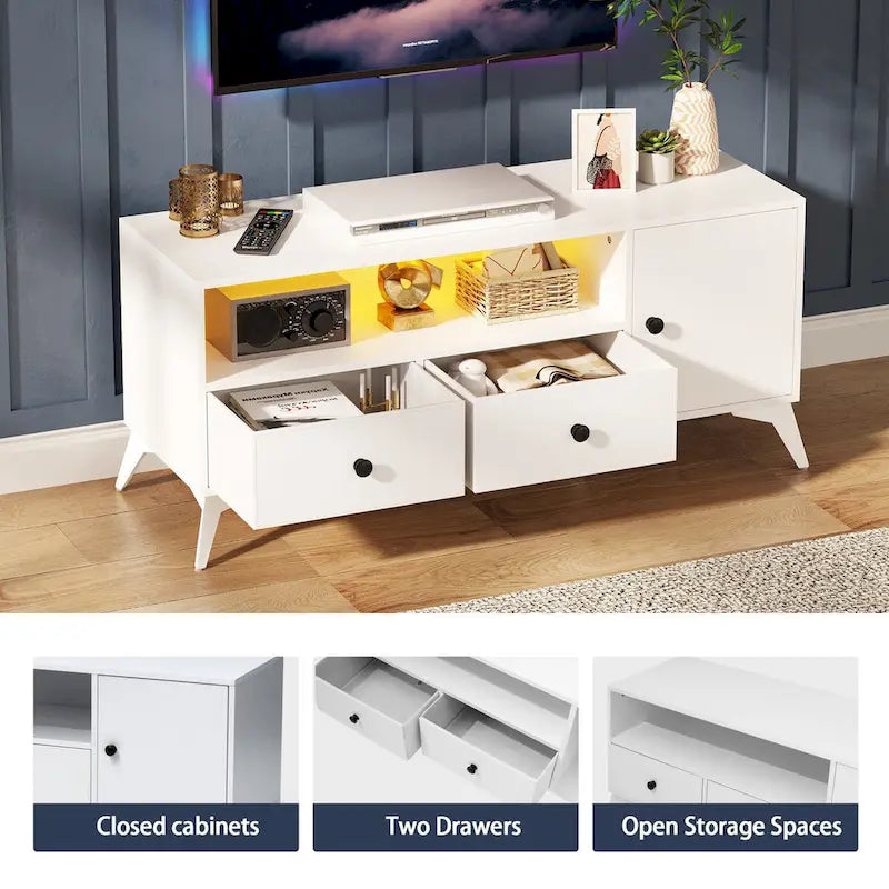 TV Stand/Multifunctional Storage Console – Features LED Lighting and Open Media Storage Space; Ideal as a Gaming and Entertainment Center - Dimensions: 47.24" (L) x 15.74" (W) x 20.47" (H)