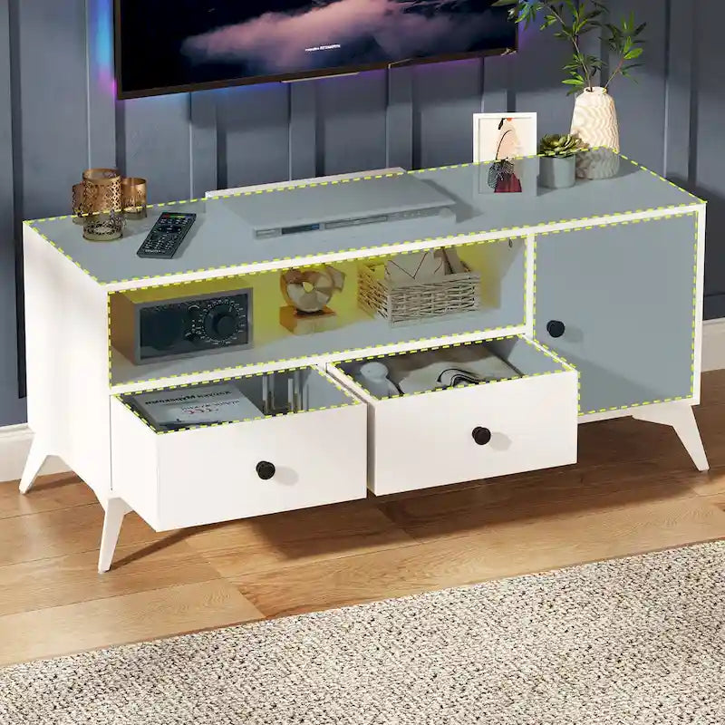 TV Stand/Multifunctional Storage Console – Features LED Lighting and Open Media Storage Space; Ideal as a Gaming and Entertainment Center - Dimensions: 47.24" (L) x 15.74" (W) x 20.47" (H)