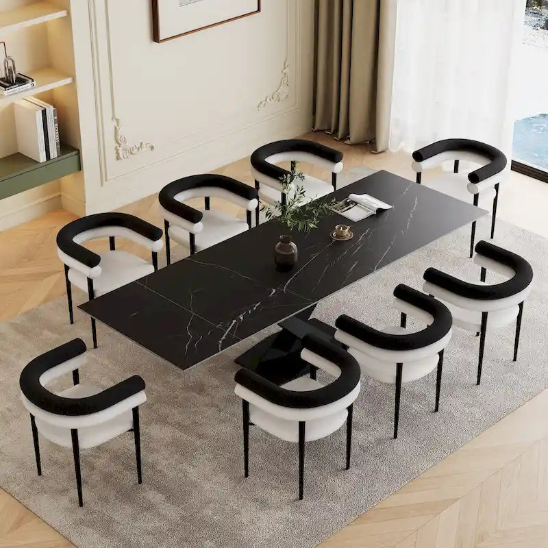Tavolo da pranzo rettangolare allungabile in pietra sinterizzata dal design moderno da 94.48 per 8 persone