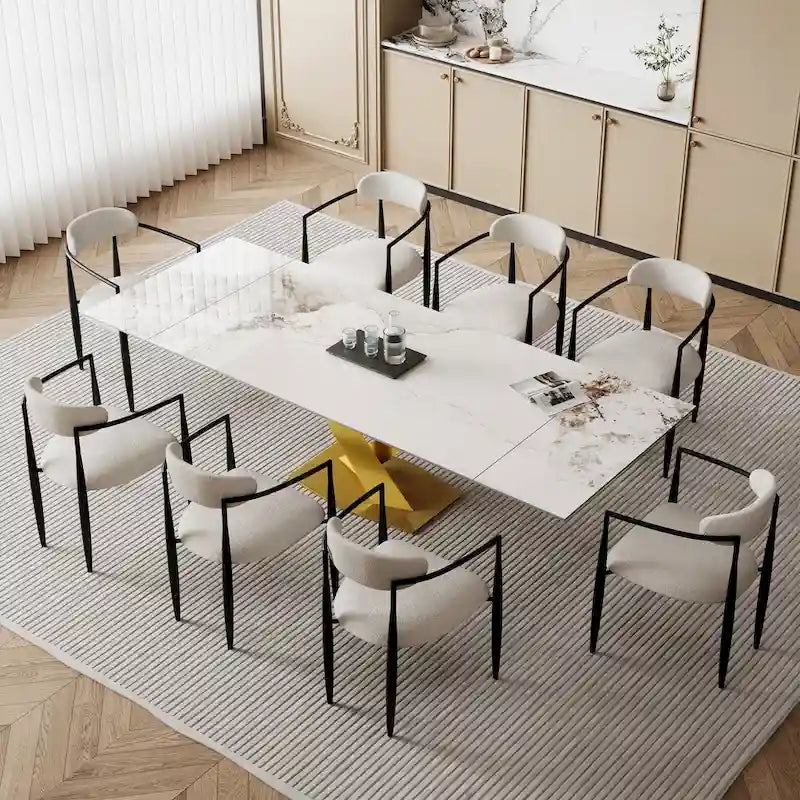 Tavolo da pranzo rettangolare allungabile in pietra sinterizzata dal design moderno da 94.48 per 8 persone
