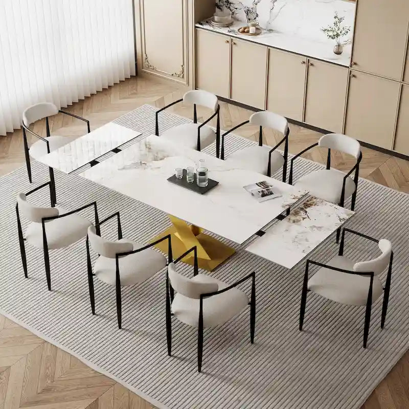 Tavolo da pranzo rettangolare allungabile in pietra sinterizzata dal design moderno da 94.48 per 8 persone