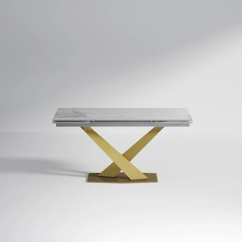 94.48 Modern Extendable Rectangular Sintered Stone Dining Table For 8 person