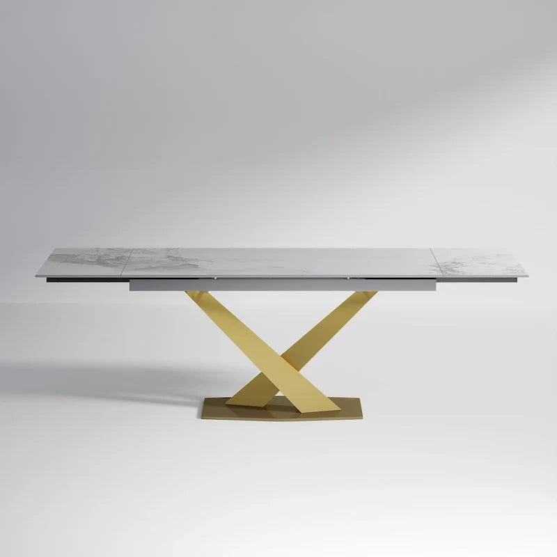 94.48 Modern Extendable Rectangular Sintered Stone Dining Table For 8 person