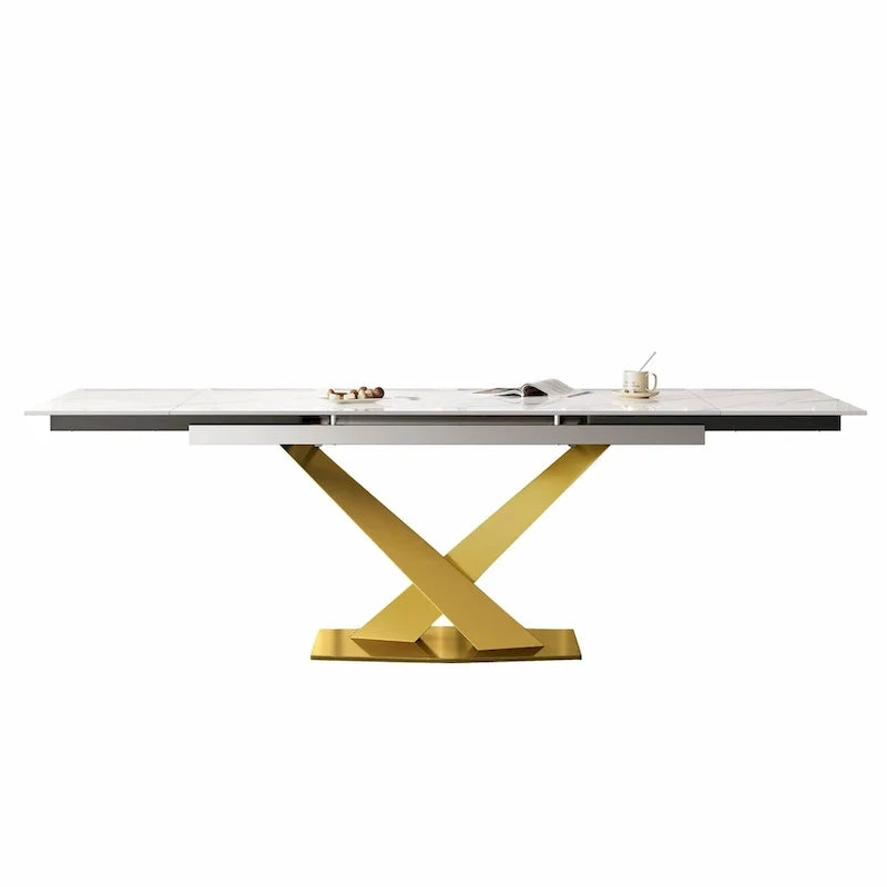 94.48 Modern Extendable Rectangular Sintered Stone Dining Table For 8 person