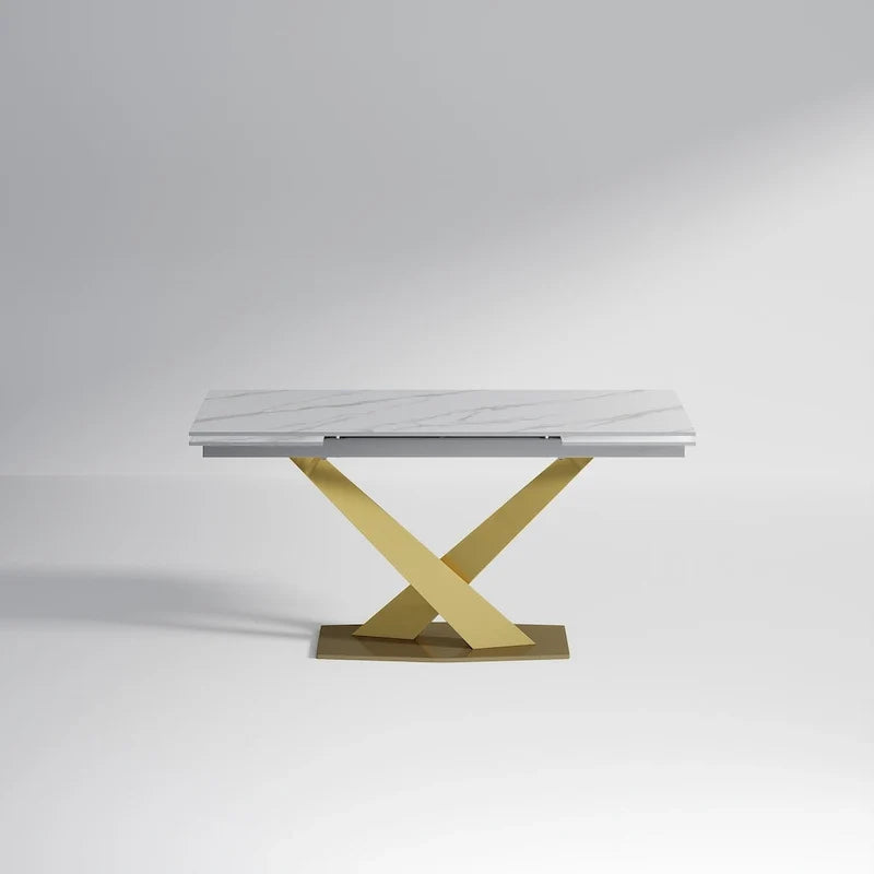 94.48 Modern Extendable Rectangular Sintered Stone Dining Table For 8 person