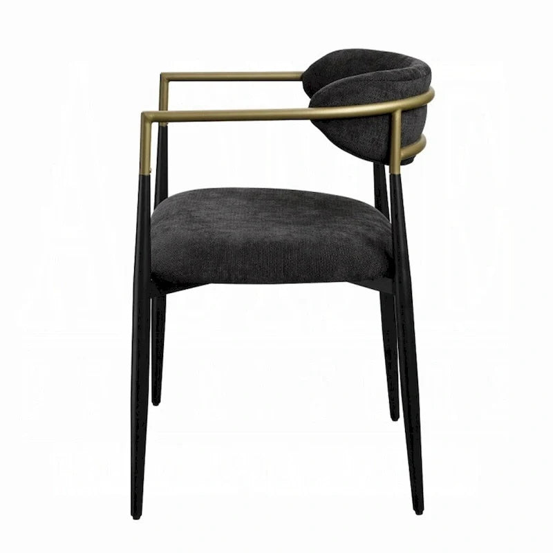 Dining Chairs (Set of 2) — Black Fabric with Black Finish