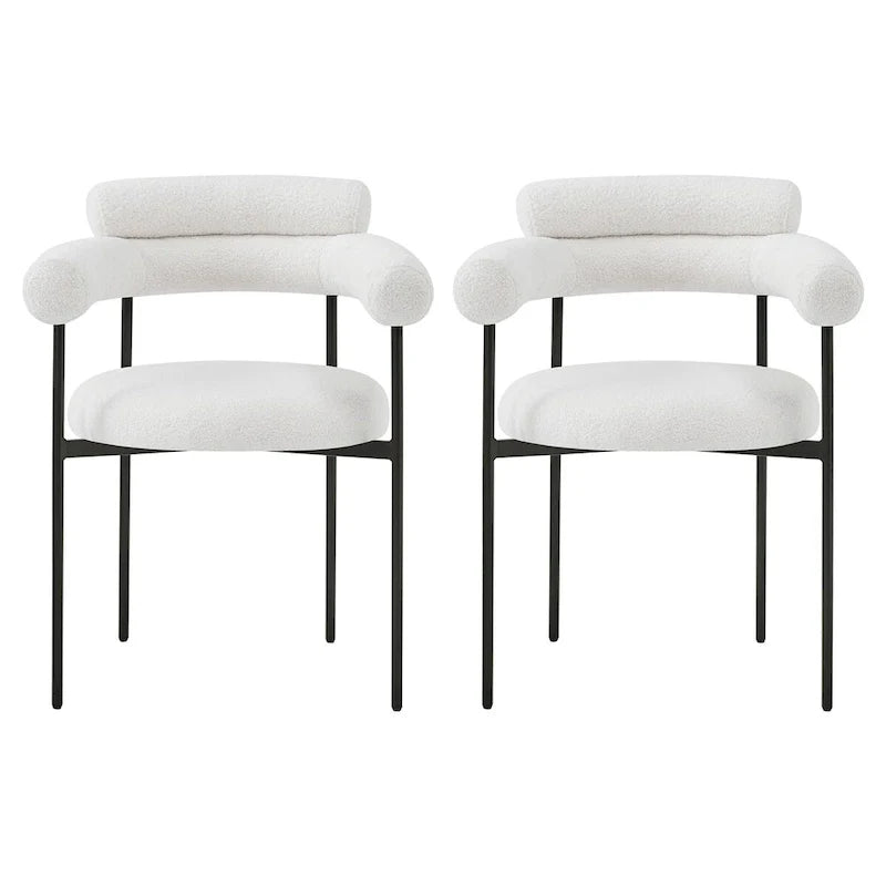 Upholstered Armchair Dining Chairs With Metal Legs for Home, Kitchen, Living Room(Set of 2)