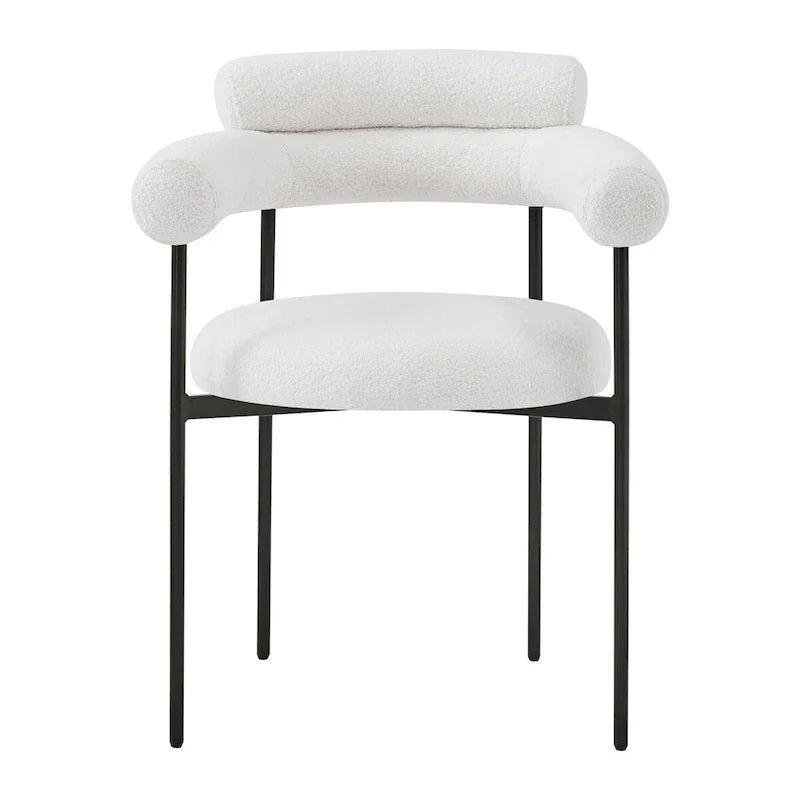 Poltrone da pranzo imbottite con gambe in metallo per casa, cucina e soggiorno (set di 2)