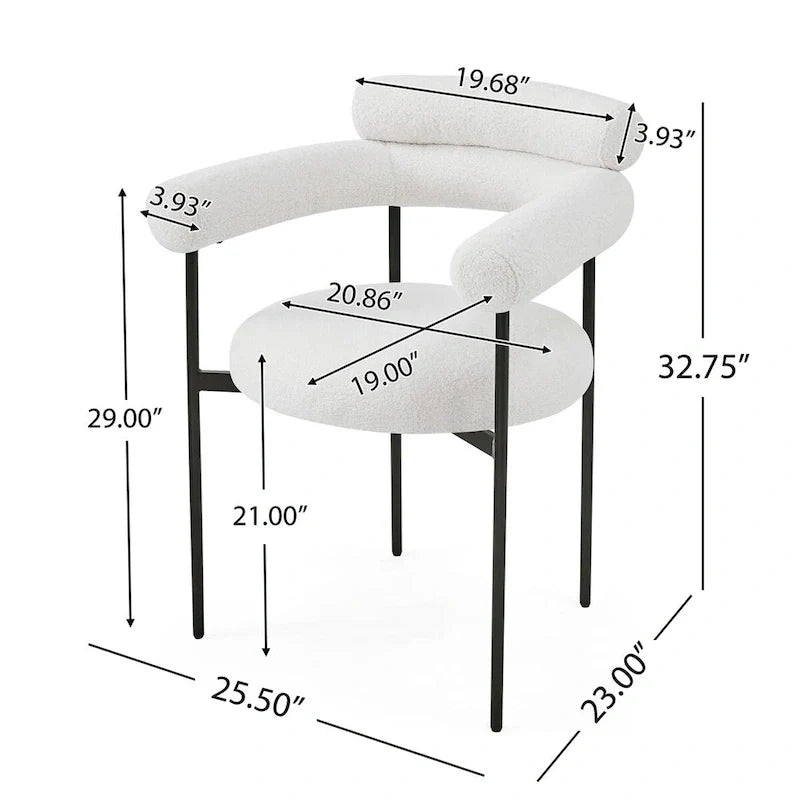 Poltrone da pranzo imbottite con gambe in metallo per casa, cucina e soggiorno (set di 2)