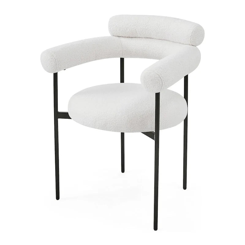 Poltrone da pranzo imbottite con gambe in metallo per casa, cucina e soggiorno (set di 2)