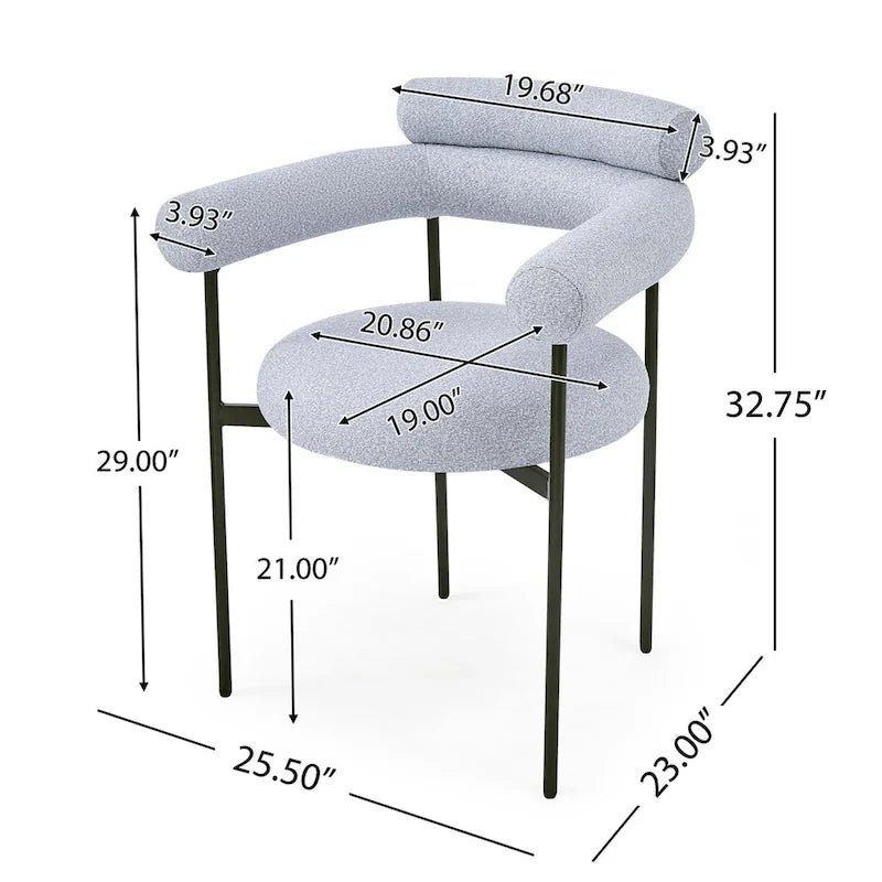 Poltrone da pranzo imbottite con gambe in metallo per casa, cucina e soggiorno (set di 2)