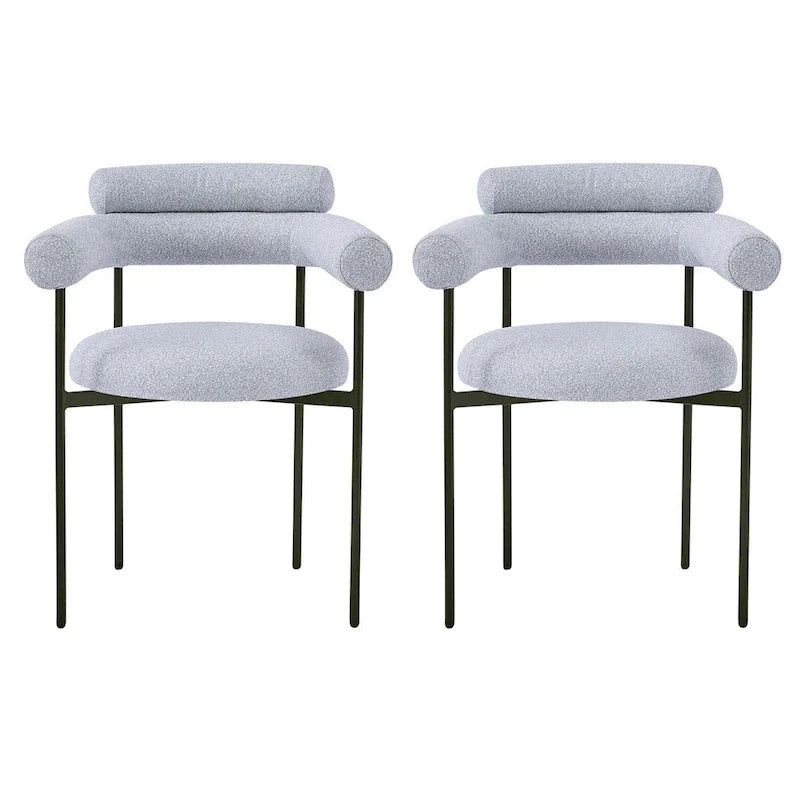 Poltrone da pranzo imbottite con gambe in metallo per casa, cucina e soggiorno (set di 2)