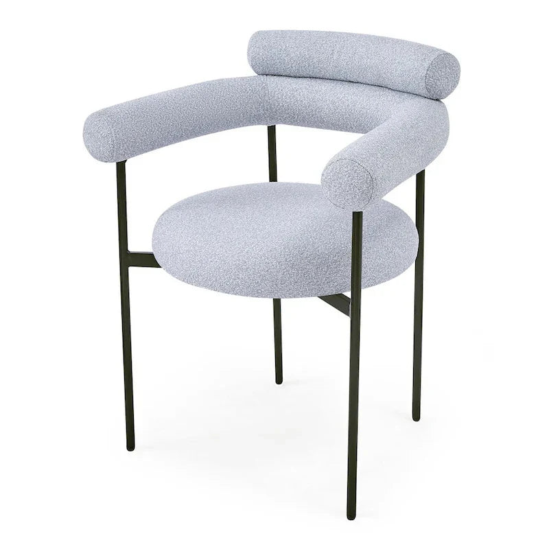 Poltrone da pranzo imbottite con gambe in metallo per casa, cucina e soggiorno (set di 2)